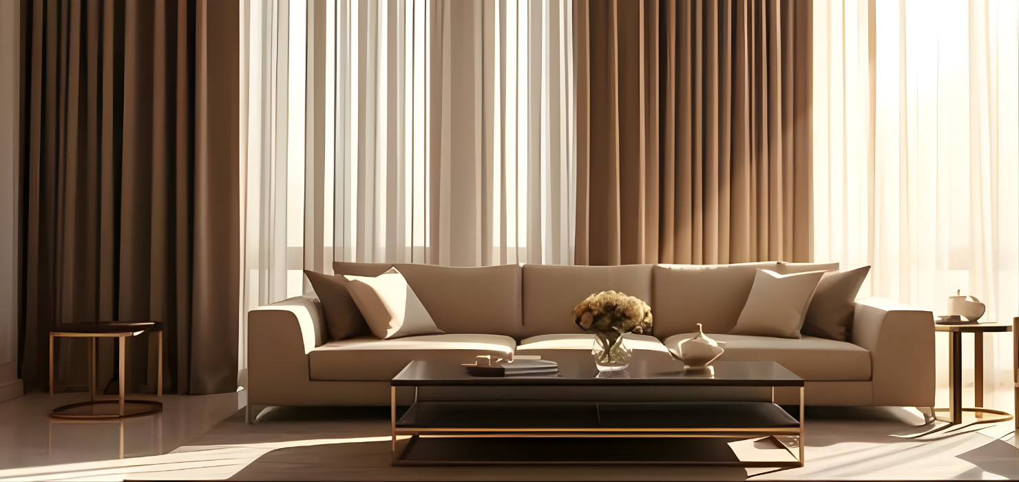 Beautiful living room with elegant curtains